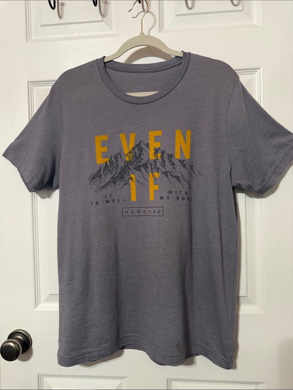 Even If Graphic Tee - Gray with Yellow Print